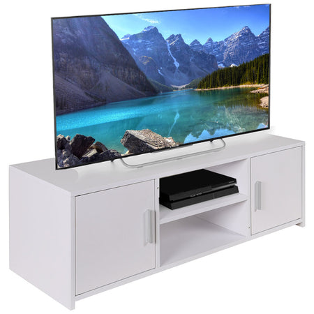 Mobile TV in Legno mdf Bianco Moderno con Ante e Scomparti Porta tv Salotto