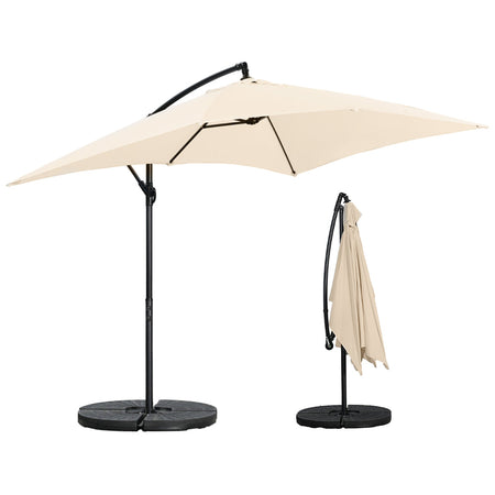 Ombrellone da Giardino Palo Decentrato 3x2 metri con Copertura in Poliestere Ecru