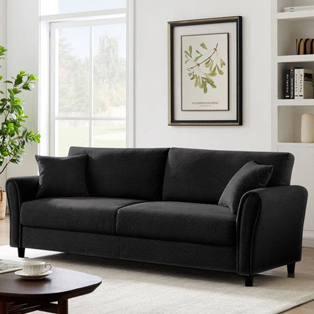 Divano 3 Posti con Rivestimento in Tessuto Premium e Imbottitura Alta Densità Nero