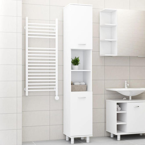Mobile Colonna Armadietto Salvaspazio da Bagno 4 Ripiani Interni 2 Ante H179cm