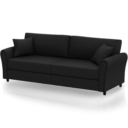 Divano 3 Posti con Rivestimento in Tessuto Premium e Imbottitura Alta Densità Nero