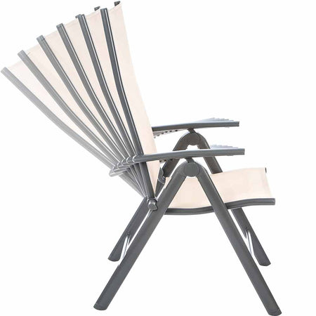 Set 2 Sedie Giardino Pieghevole Campeggio Reclinabile 5 Posizioni Texilene Beige
