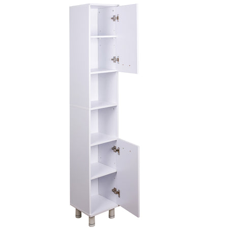 Mobile Colonna Armadietto Salvaspazio da Bagno 4 Ripiani Interni 2 Ante H179cm