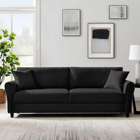 Divano 3 Posti con Rivestimento in Tessuto Premium e Imbottitura Alta Densità Nero