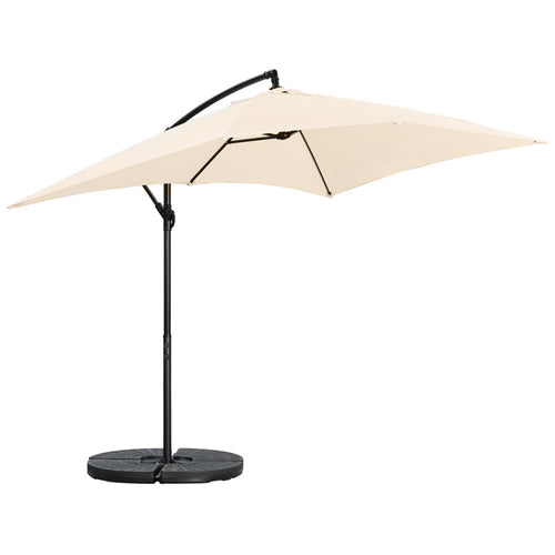 Ombrellone da Giardino Palo Decentrato 3x2 metri con Copertura in Poliestere Ecru