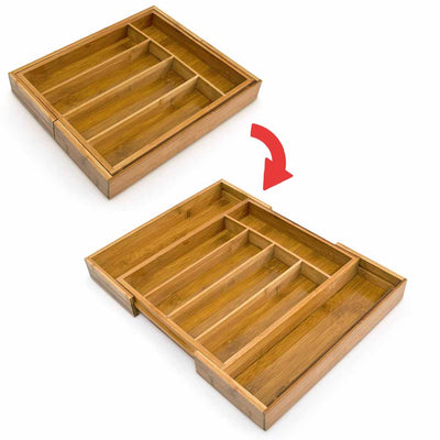 Portaposate Estensibile da Cassetto Cucina Porta Posate in Legno Bambù 37x31cm