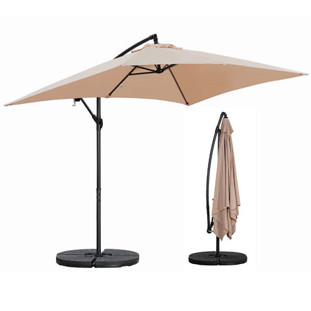 Ombrellone da Giardino Palo Decentrato 3x2 metri con Copertura in Poliestere Cappuccino