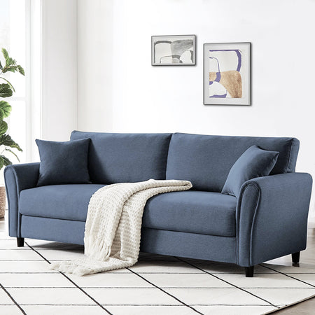 Divano 3 Posti con Rivestimento in Tessuto Premium e Imbottitura Alta Densità Blu