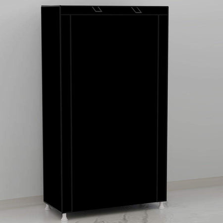 Scarpiera Salvaspazio 10Ripiani 27Paia Struttura Metallo Tessuto TNT 60x30 H160cm Nero