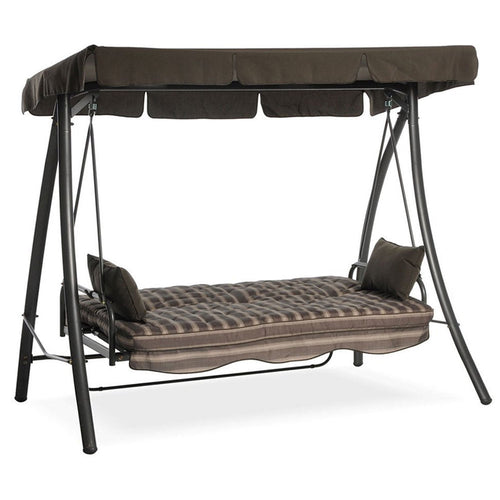 Dondolo da Giardino 3 Posti Tetto Reclinabile, Cuscini e Funzione Letto Matrimoniale