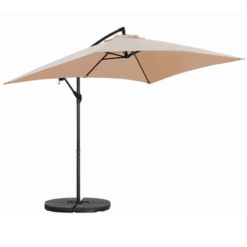 Ombrellone da Giardino Palo Decentrato 3x2 metri con Copertura in Poliestere Cappuccino