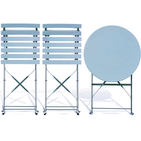 Set 3 pezzi Giardino Tavolo e 2 Sedie Pieghevoli modello Bistrot Salvaspazio Azzurro