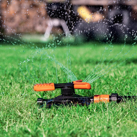 Irrigatore Prato Black+Decker 360° 3 Braccia Rotanti Irrigazione Giardino Regolabile