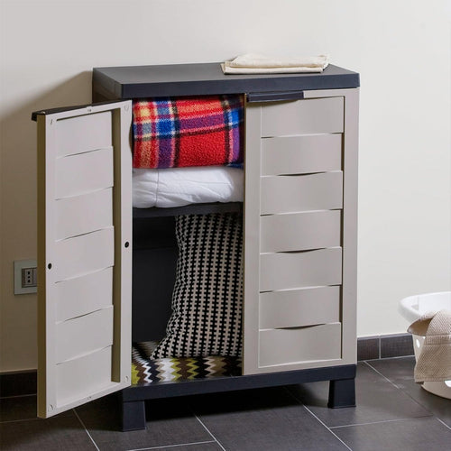 Mobile Armadio Basso per Esterno in Resina Doppia Anta 65x37 H93cm con Ripiano