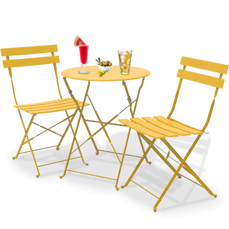 Set 3 pezzi Giardino Tavolo e 2 Sedie Pieghevoli modello Bistrot Salvaspazio
