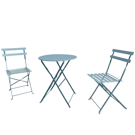 Set 3 pezzi Giardino Tavolo e 2 Sedie Pieghevoli modello Bistrot Salvaspazio Azzurro