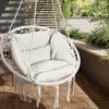 Poltrona Sospesa Giardino con Cuscino Sedia Dondolo Pensile Amaca in Tessuto Beige