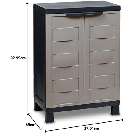 Mobile Armadio Basso per Esterno in Resina Doppia Anta 65x37 H93cm con Ripiano