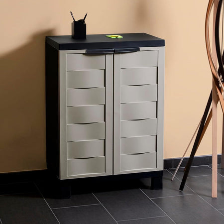 Mobile Armadio Basso per Esterno in Resina Doppia Anta 65x37 H93cm con Ripiano