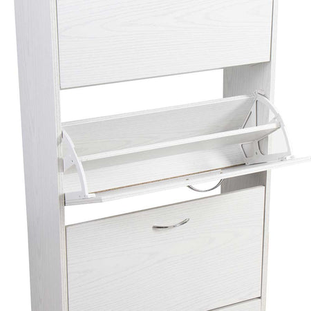 Scarpiera 4Ante Doppia Profondità Salvaspazio Bianco Frassinato 63x24H150cm mdf