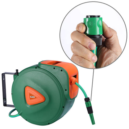 Avvolgitubo Acqua Automatico da Parete Giardino 30 mt Doccetta 9 Funzioni