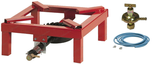 FORNELLONE A GAS CM 40 X 40 IN METALLO + REGOLATORE TUBO 2 mt ROSSO O NERO