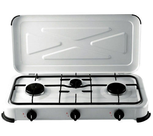 CUCINA A GAS 3 FUOCHI BIANCA FORNELLO CAMPEGGIO FORNELLI IN ACCIAIO