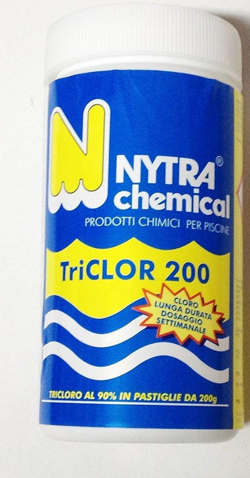 TRICLORO in PASTIGLIE 90%- pasticche 200 GR CLORO PISCINA KG 1 per piscina