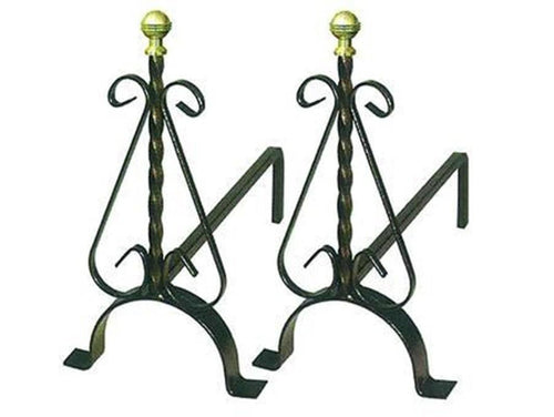 ALARI CAMINO 2 PEZZI CM 41 h X 40 TORCIGLIONE FERRO VERNICIATO FERR 269032