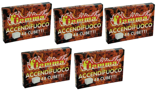 FIAMMA 5 PEZZI 48 CUBETTI ACCENDIFUOCO STUFA BARBECUE TIPO DIAVOLINA DF 700828