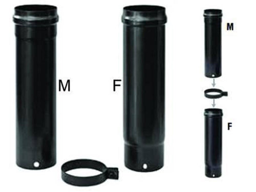 SET TUBI 8 CM TELESCOPICI STUFE PELLET PLUS NERO OPACO PESANTE MM.1,2 FER 291538