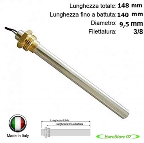 RESISTENZA ACCENSIONE STUFA PELLET CANDELETTA 350W 148mm 140mm DIAM 9.5 SP 21