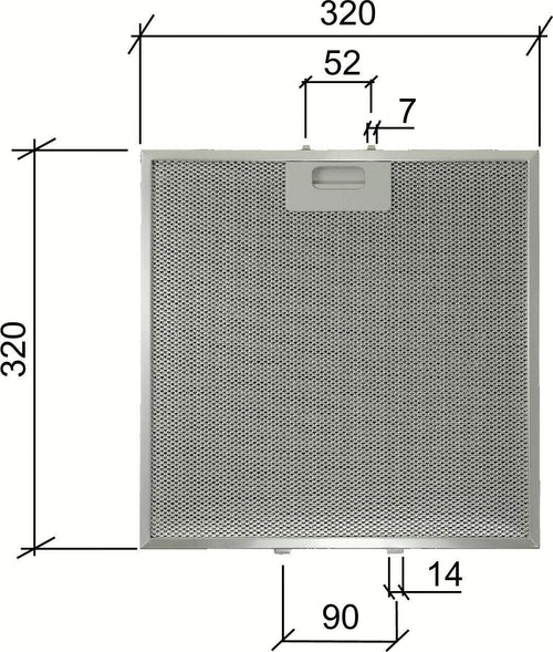 ELICA / CANDY 91943893 FILTRO CAPPA METALLICO CM 320 x 320 x 9 F 258