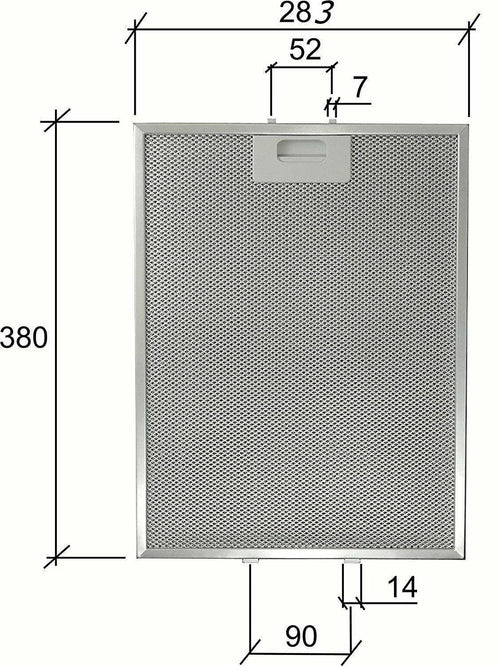 FILTRO CAPPA ELICA GF03RB /CANDY 91943893 METALLICO CM 380 x 283 x 9 mm F 231