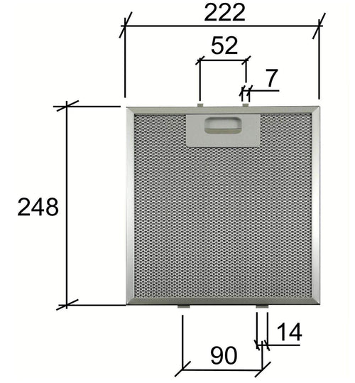 ELICA GF04MC FILTRO CAPPA METALLICO mm 248x222x9 F 249