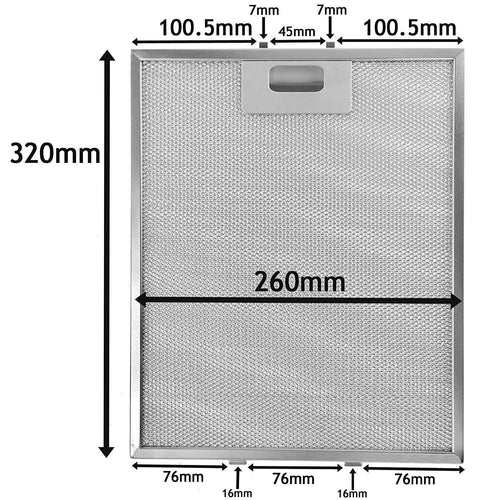 FILTRO CAPPA ALLUMINIO MM 260 X 320 IKEA AEG ZANUSSI ELECTROLUX F 230