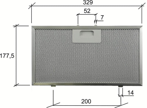 FILTRO CAPPA ELICA COMPATIBILE mm.329 x 177,5 x 9 IN ALLUMINIO F 240