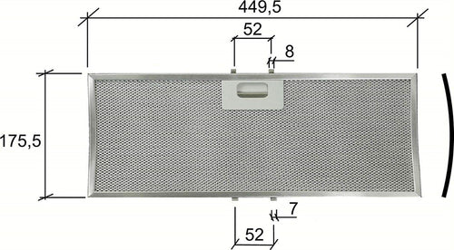 FILTRO CAPPA ELICA,TURBOAIR IN ALLUMINIO'CURVO' mm.449,5 x 172 x 9 F 244