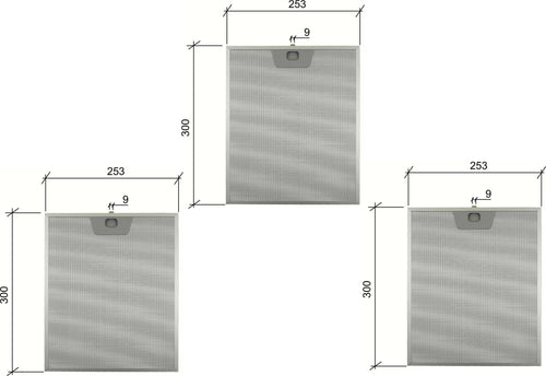 3 PZ ZANUSSI 50248271004 FILTRO CAPPA ALLUMINIO 253 X 300 mm F 204