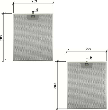2 PZ FABER 133.0017.054 4268960 FILTRO CAPPA ALLUMINIO 253 X 300mm F 204