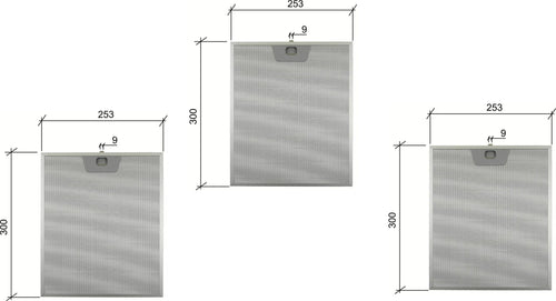 3 PZ FILTRO CAPPA ALLUMINIO 253 x 300 x 8 mm ARISTON 059594 WHIRLPOOL F 204