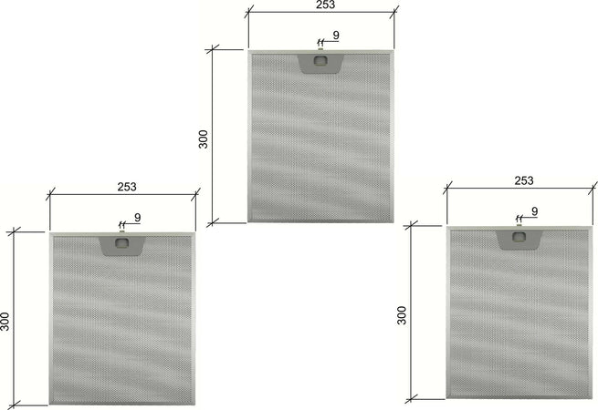 3 PZ WHIRLPOOL 480122102174 FILTRO CAPPA METALLICO 380x283x9mm CD 39281200 F 231