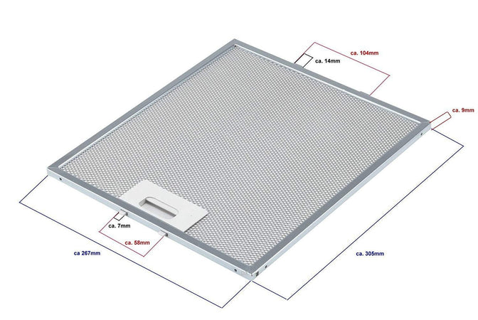 FILTRO CAPPA WHIRLPOOL 480122102168 ELICA FABER METALLICO 305x267x9mm 2 PZ F239