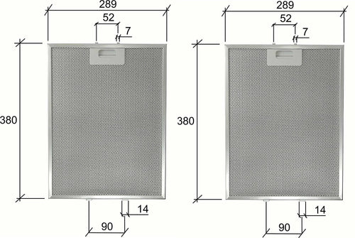 FILTRO CAPPA ELICA GF03RB IN ALLUMINIO CM 380 x 289 x 9 mm -- PZ 2-- F 247