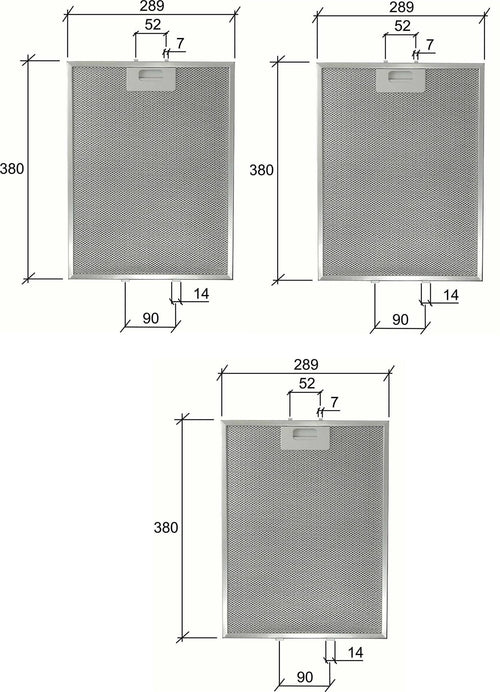 FILTRO CAPPA ELICA GF03RB I NALLUMINIO CM 380 x 289 x 9 MM - PZ 3 - F 247
