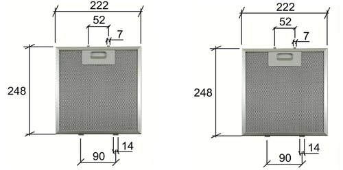 2 PEZZI ELICA GF04MC FILTRO CAPPA METALLICO mm 248x222x9 CD 39282200 *** F 249