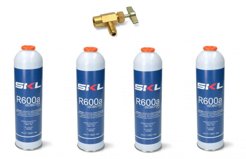 BOMBOLA GAS R600 REFRIGERANTE FRIGORIFEO E FREEZER R600 420 GR PZ 4 + RUBINETTO