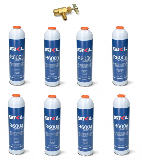 8 PZ BOMBOLA + RUBINETTO GAS REFRIGERANTE FRIGO FREEZER R600 420 GR OM REF000UN