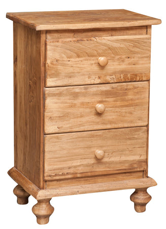 Biscottini Biscottini Comodino Country Legno Massello Tiglio Naturale 3 Cassetti 50x35x70