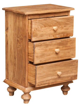 Biscottini Biscottini Comodino Country Legno Massello Tiglio Naturale 3 Cassetti 50x35x70